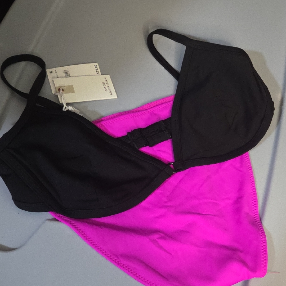 Good American Black Bikini Top